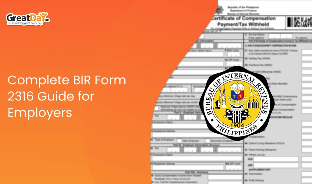 HR processing BIR Form 2316 employee tax documents Philippines